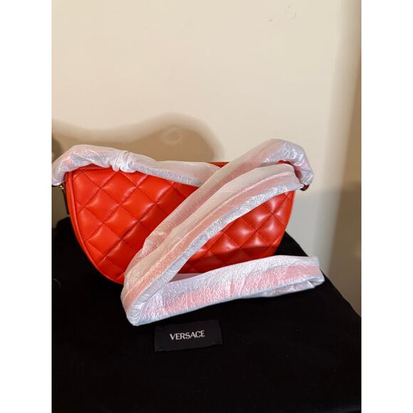 versace lamb skin quilted gold medusa coral crossbody bag - Picture 6 of 8